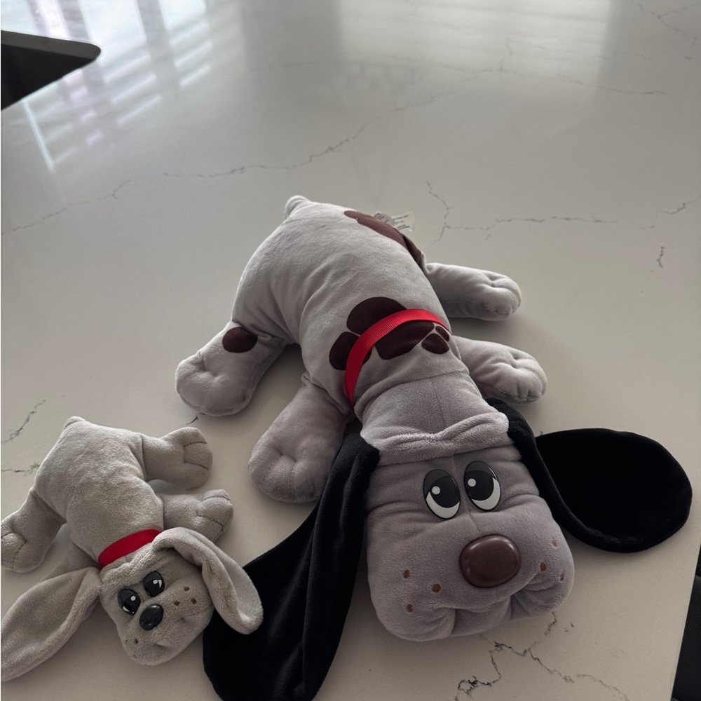 Gray and Black Plush Dog Toy Set